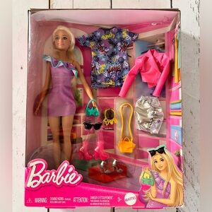 Mattel Barbie Doll with Pink Dress and Colorful Accessories